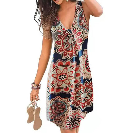 Women's V-Neck A-Line Knee Length Skirt