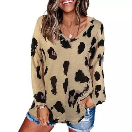 Women's V-Neck Leopard Print Inspired Top