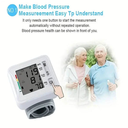 Wrist Blood Pressure Monitor with LCD Display, Adjustable Cuff with Irregular Heartbeat Detection