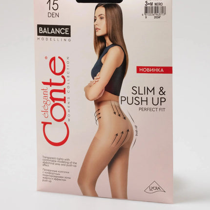 Tights Conte Balance 15 Den - Push-Up Effect