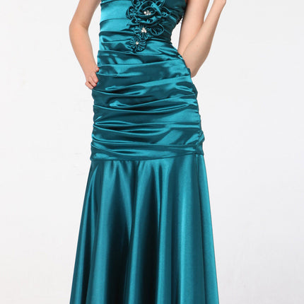 CLEARANCE - Cinderella Divine 5098 Teal Mermaid Dress Pleated Bodice Gown (Size 2XL)