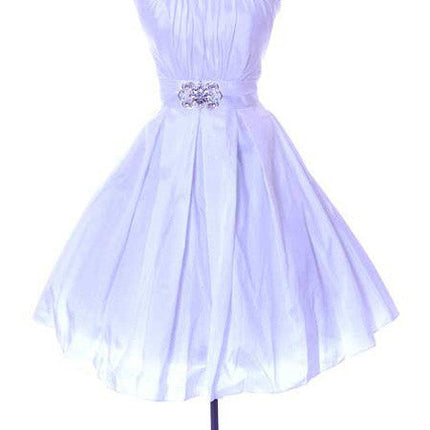 CLEARANCE - Cinderella Divine 5039 Knee Length White A-Line Dress (Size M)