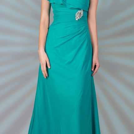 CLEARANCE - Cinderella Divine 1298 Long Dress Chiffon Short Sleeves