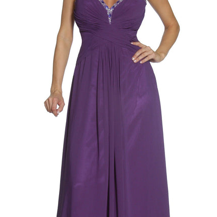 CLEARANCE - Juliet 1118 Long Dress Strapless Beading Sweetheart Chiffon Gown (Size L)