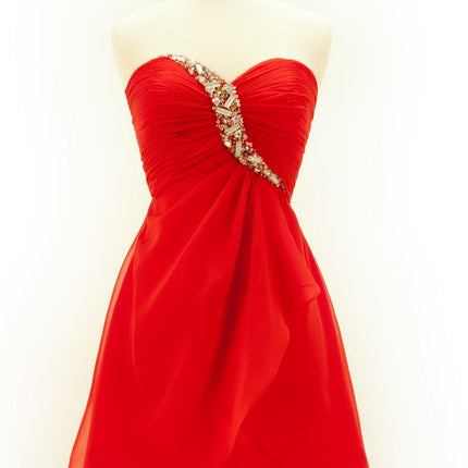 CLEARANCE - Cinderella Divine HK5744 Short Red Chiffon Dress (Size 4)