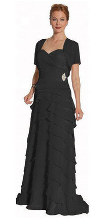 CLEARANCE - Juliet 1044 Spaghetti Strap Chiffon Formal Dress Multi Ruffle Hem (Size 3XL)