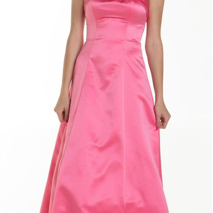 CLEARANCE - Bridesmaid Dress Poly Satin Spaghetti Strap A Line Gown (Size Small)