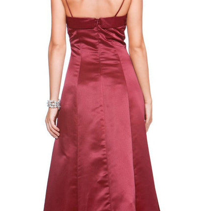 CLEARANCE - Bridesmaid Dress Poly Satin Spaghetti Strap A Line Gown (Size Small)