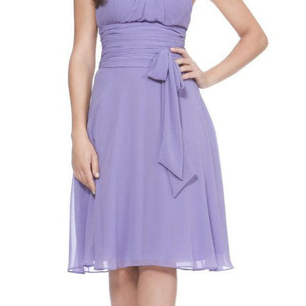 CLEARANCE - Halter Strap Yellow Chiffon Knee Length Dress With Bow (Size Small)