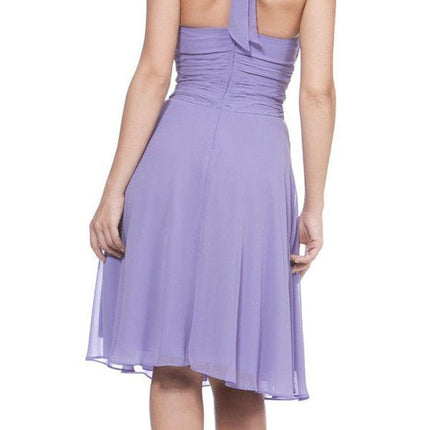 CLEARANCE - Halter Strap Yellow Chiffon Knee Length Dress With Bow (Size Small)