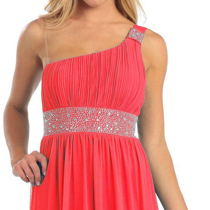 CLEARANCE - CELAVIE 2095S Black Knee Length Dress One Shoulder Includes Bolero Jacket (Size M)