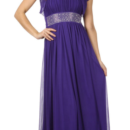 CLEARANCE - Celavie 2095L Long Black One Shoulder Gown Chiffon Empire (Size M)