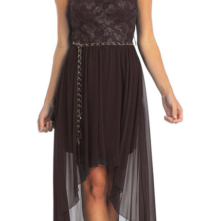 CLEARANCE - Celavie 2387 High Low Black Dress Lace Top (Size 2XL)