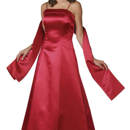 CLEARANCE - Bridesmaid Dress Poly Satin Spaghetti Strap A Line Gown (Size Small)