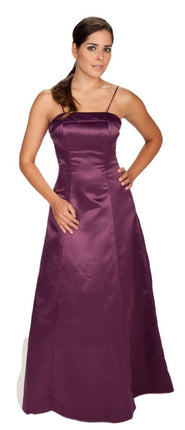CLEARANCE - Bridesmaid Dress Poly Satin Spaghetti Strap A Line Gown (Size Small)
