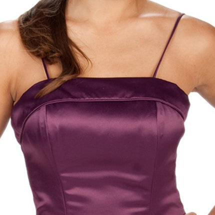 CLEARANCE - Bridesmaid Dress Poly Satin Spaghetti Strap A Line Gown (Size Small)