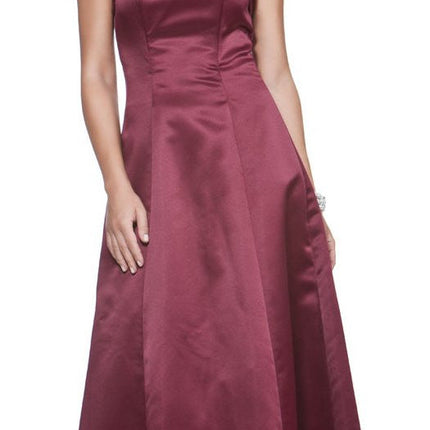 CLEARANCE - Bridesmaid Dress Poly Satin Spaghetti Strap A Line Gown (Size Small)