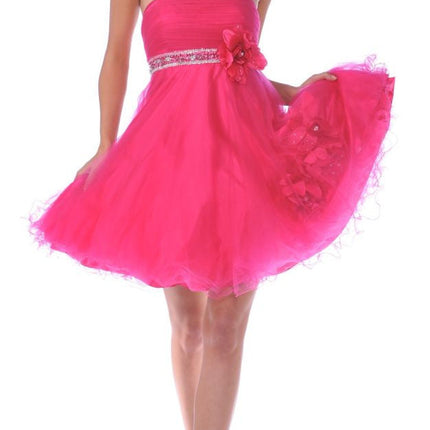 CLEARANCE - Cinderella Divine 4051 Short A-Line Dress Rhinestone Waist (Size 14)