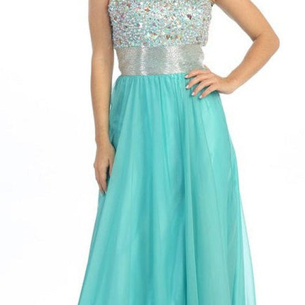 CLEARANCE - Eureka Fashion 2401 One Shoulder Corset A-Line Long Ball Gown (Size 2XL)