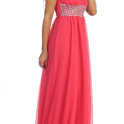 CLEARANCE - Celavie 7003 V-Neck Empire Dress Chiffon A-Line (Size S)