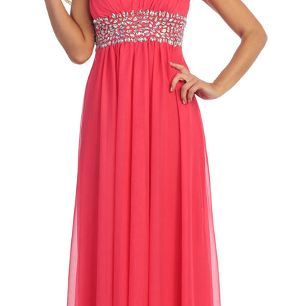 CLEARANCE - Celavie 7003 V-Neck Empire Dress Chiffon A-Line (Size S)
