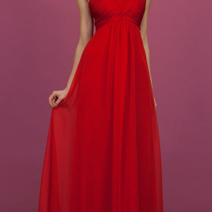 CLEARANCE - Cinderella Divine 7716 Long One Shoulder Chiffon Empire Dress