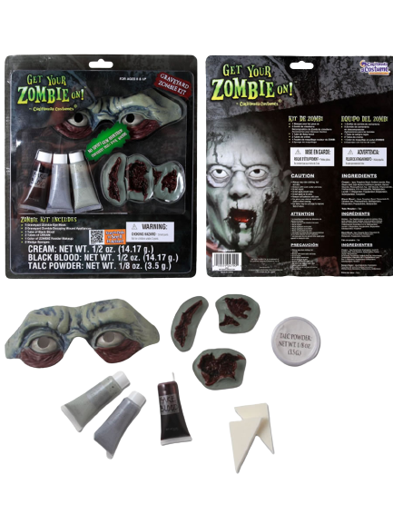 All Ages Unisex Graveyard Zombie Kit Makeup