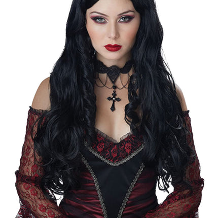 Adult Women's Vampire Long Curly Black Wig
