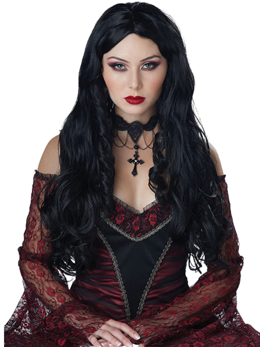 Adult Women's Vampire Long Curly Black Wig