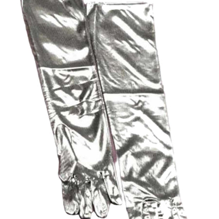 Adult Unisex Gloves Silver Lame