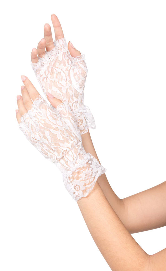 Lace Fingerless Gloves White by Amscan Costumes only at  TeeJayTraders.com