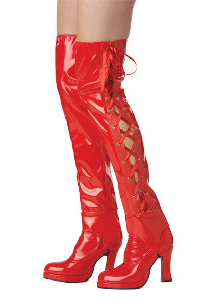 Lace Up Boot Covers Red by California Costume only at  TeeJayTraders.com