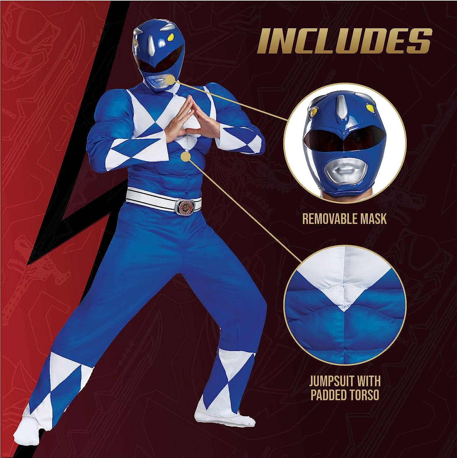Blue Ranger Muscle Men Costume by Disguise Costumes only at  TeeJayTraders.com - Image 2