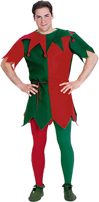 Adult Unisex Red And Green Christmas Elf Tights