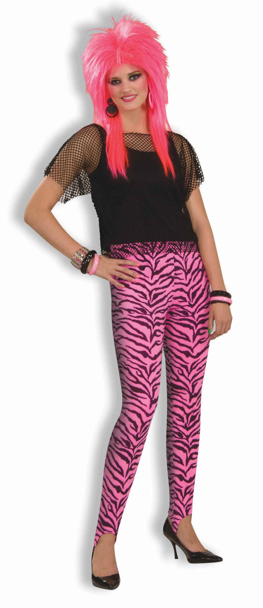 Zebra Stirrup Pants Women Pink by Forum Novelties only at  TeeJayTraders.com