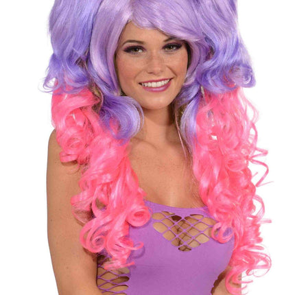 Hot Pink And Purple Deluxe Wig With Pony by Forum Novelties only at  TeeJayTraders.com