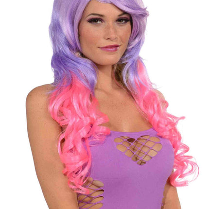 Hot Pink And Purple Deluxe Wig With Pony by Forum Novelties only at  TeeJayTraders.com - Image 3