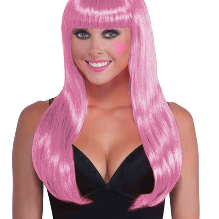 Neon Pink Women Long Wig by Forum Novelties only at  TeeJayTraders.com