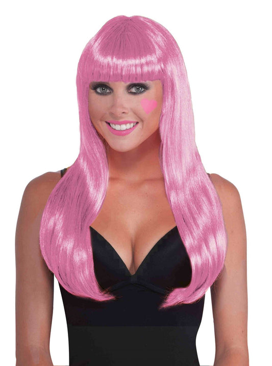 Neon Pink Women Long Wig by Forum Novelties only at  TeeJayTraders.com