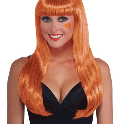 Neon Orange Women Long Wig by Forum Novelties only at  TeeJayTraders.com