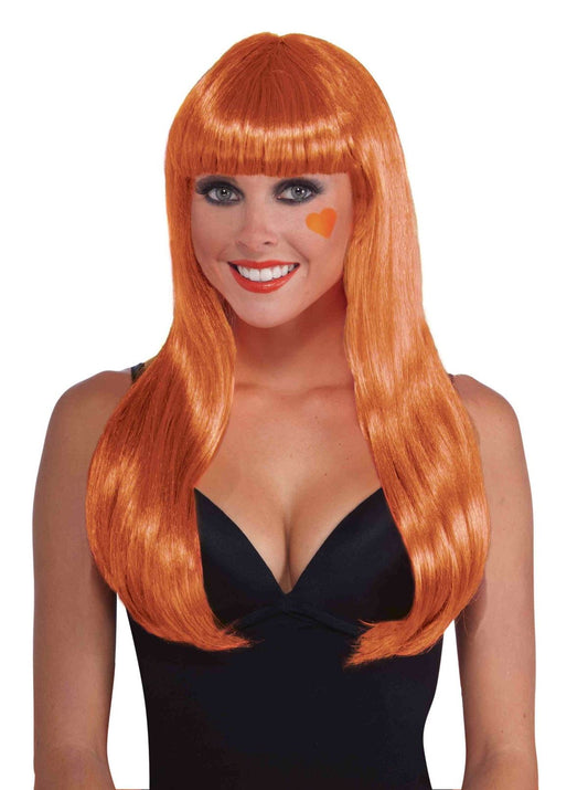 Neon Orange Women Long Wig by Forum Novelties only at  TeeJayTraders.com