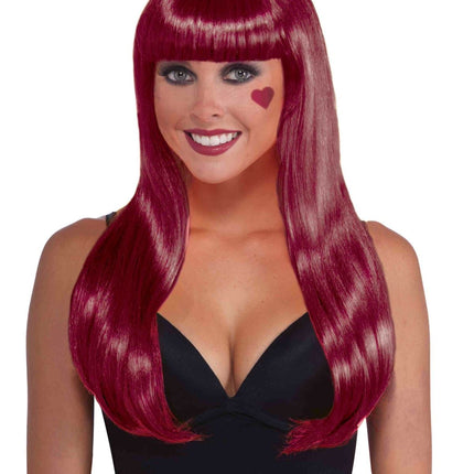Neon Burgundy Women Long Wig by Forum Novelties only at  TeeJayTraders.com