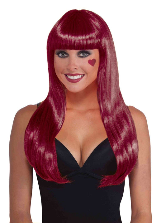 Neon Burgundy Women Long Wig by Forum Novelties only at  TeeJayTraders.com