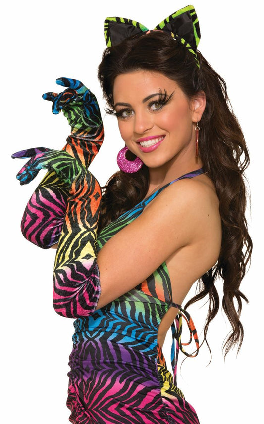 Rainbow Tiger Long Gloves by Forum Novelties only at  TeeJayTraders.com