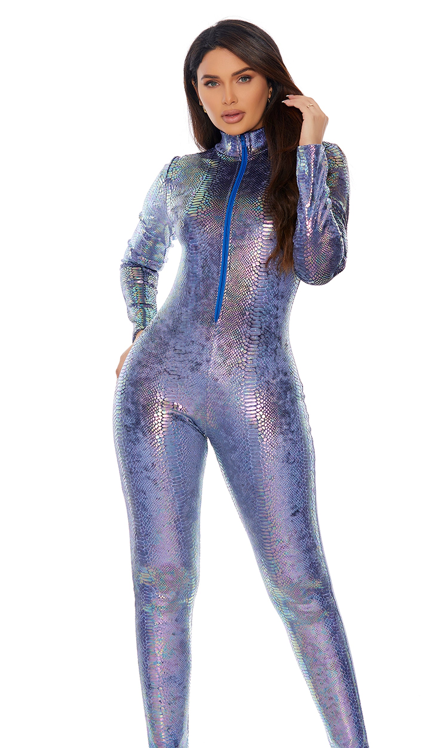 Purple Zip Front Reptile Women Jumpsuit by Forplay Costumes only at  TeeJayTraders.com - Image 3