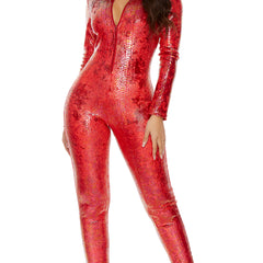 Red Zipfront Reptile Woman Jumpsuit by Forplay Costumes only at  TeeJayTraders.com