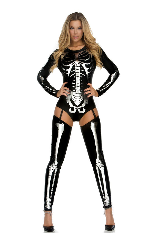 Bone Print Women Snazzy Skeleton Bodysuit by Forplay only at  TeeJayTraders.com