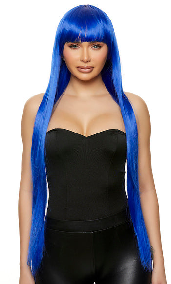 Blue Straight Wig with Bangs by Forplay Costumes only at  TeeJayTraders.com