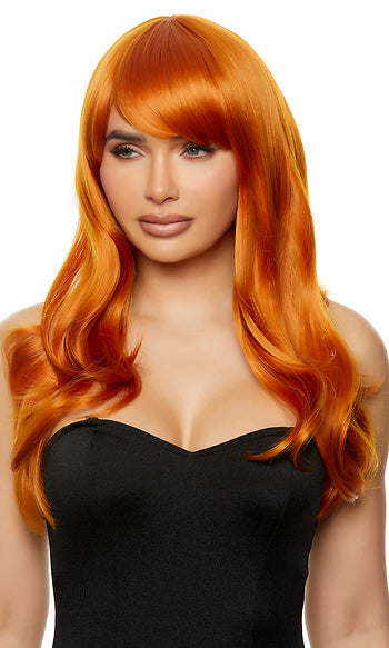 Orange Wig Woman With Curls by Forplay Costumes only at  TeeJayTraders.com