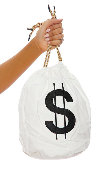 White Money Bag with Black Dollar Sign for Robbers by Forplay only at  TeeJayTraders.com